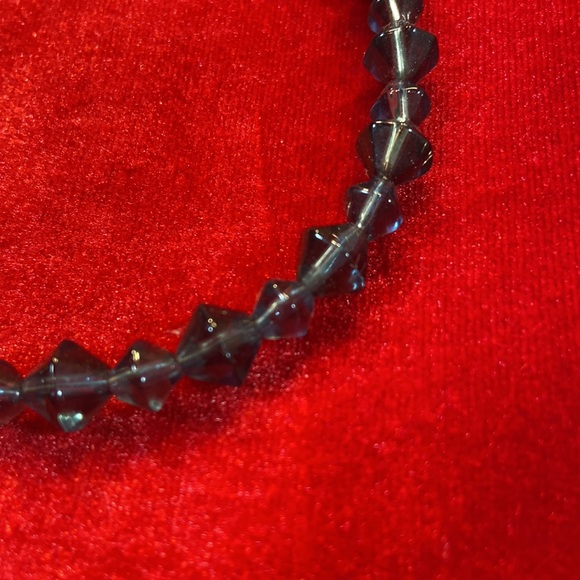 Glass Bead Ankle Bracelet. Ocean Blue Color. Silver Tone Lobster Claw Clasp. - Picture 3 of 5